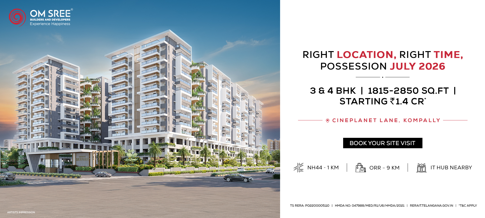 Om Sree Sky Park - Premium 3 & 4 BHK in Kompally, Hyderabad